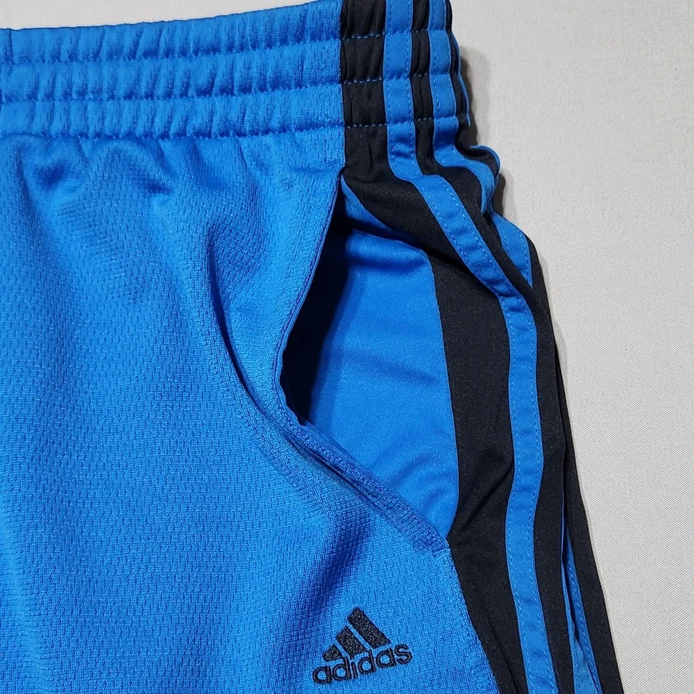 Adidas Mens Blue Mesh‎ Athletic Basketball Shorts Black Stripes Size L 265611